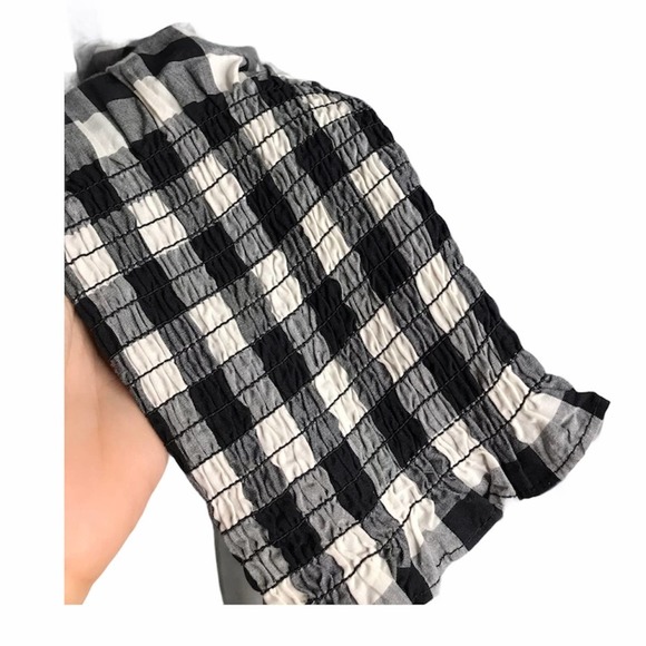 A New Day | New Button Down black and white Plaid Ruched Blouse - Picture 9 of 9